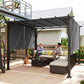10' x 10' Retractable Pergola Canopy, UPF50+ Outdoor Metal Pergola Gazebo Sun Shade Shelter with Steel Frame, Dark Grey