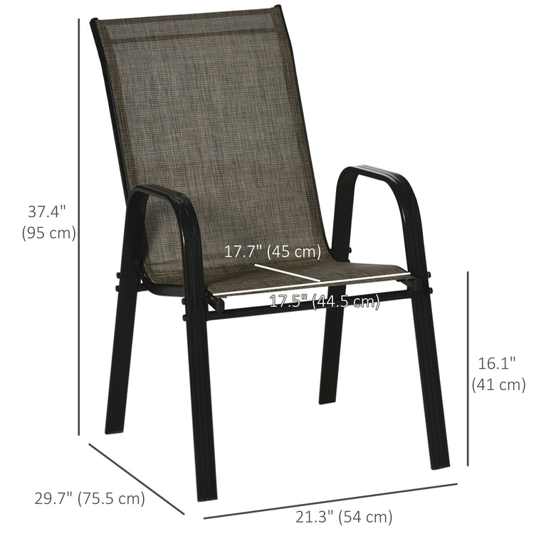 Brown & Black Stackable Dining Chairs with Armrests