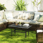 Outdoor Side Table with Slatted Tabletop, Metal Patio Coffee Table for Garden, Balcony, Black