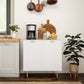 Modern Kitchen Storage Cabinet, Sideboard Buffet Cabinet with Adjustable Shelves and Metal Legs for Kitchen, White