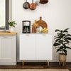 Modern Kitchen Storage Cabinet, Sideboard Buffet Cabinet with Adjustable Shelves and Metal Legs for Kitchen, White
