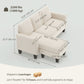 L-Shape Corduroy Sectional Sofa with Reversible Chaise - Cream White