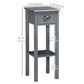 Bedside Table Set of 2, Narrow Side Table with Drawer and Shelf, 2 Tier Tall Nightstand for Bedroom, Grey