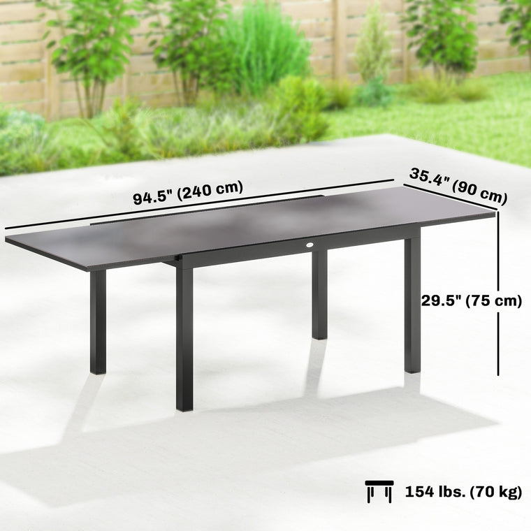 55"-95" Expandable Dining Table with Glass Top