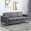 3 Seater Sofa, Linen Upholstered Cozy Padded Couch with Steel Leg, Backrest and Wide Armrest, for Living room, Bedroom, Dark Grey
