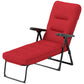Folding Outdoor Lounge Chair with Cushion, Adjustable Backrest, Reclining Patio Garden Chair with Footrest, Wine Red