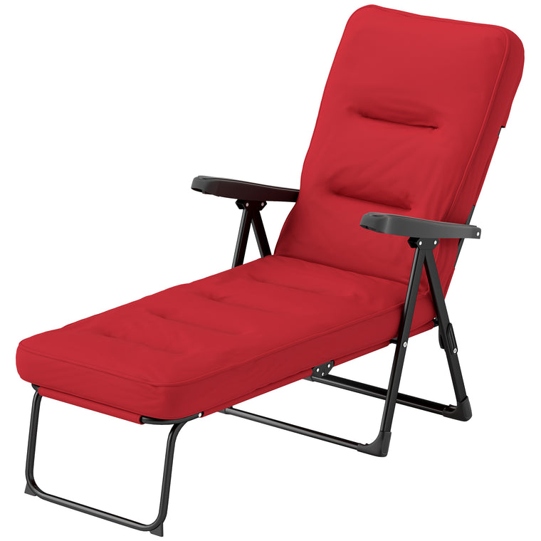Folding Reclining Lounge Chair with Cushion & Footrest