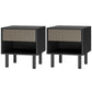 Modern Bedside Table with Drawer and Open Shelf, Sofa Side Table for Bedroom Living Room, Set of 2, Black