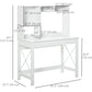 Computer Desk with Hutch, Home Office Table with Storage Shelves and Open Compartments for Writing, Work, White
