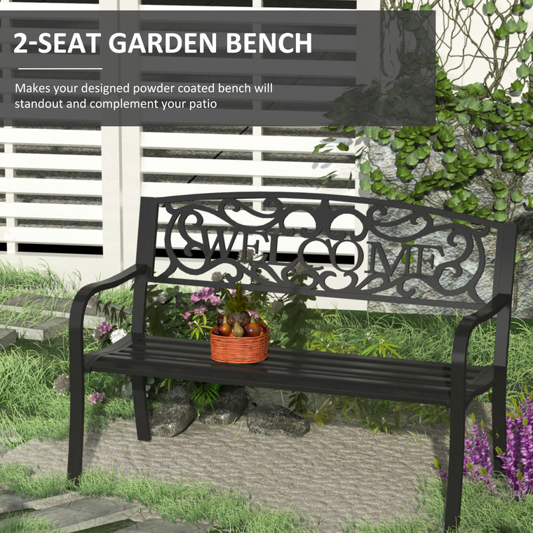 50" 2-Seater Metal Garden Bench Loveseat