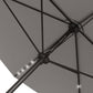 6.5x10ft Patio Umbrella Tilt Aluminum Outdoor Market Parasol with Solar Powered LEDs, Crank - Light Grey