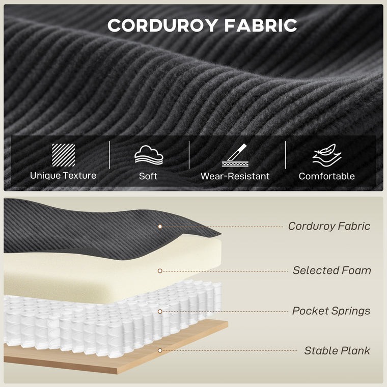86" 3-Seater Corduroy Sofa