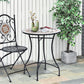 23.5" Mosaic Round Patio Table, Metal Side Bistro Coffee Table, Outdoor Furniture, Ceramic Tabletop for Garden Lawn