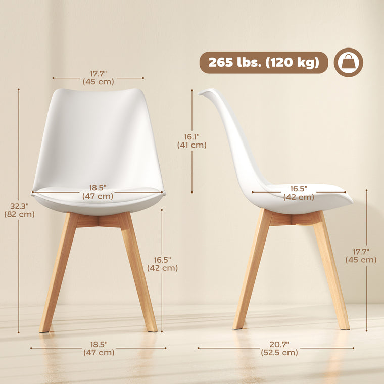 Wood Dining Chairs Set of 6 with PU Leather Seat