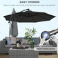 9.7ft Offset Patio Umbrella Garden Hanging Parasol Banana Cantilever Umbrella with Base, Crank, Black