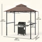 8' x 5' BBQ Grill Gazebo Tent with Double Tiered Canopy for Outdoor Sun Shade, Coffee