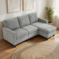 L-Shape Sofa, Modern Sectional Couch with Ottoman, Corner Sofa for Living Room, Light Grey