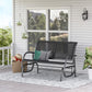 Patio Double Glider Bench Swing Chair Rocker Heavy-Duty Loveseat Outdoor Garden Rocking Bench Steel Frame Sling Fabric Seat Black