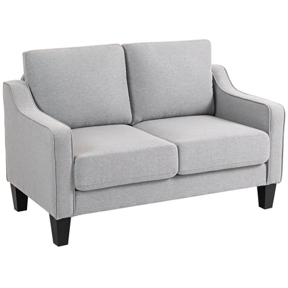 Linen Loveseat Sofa with Pocket Spring - Light Grey