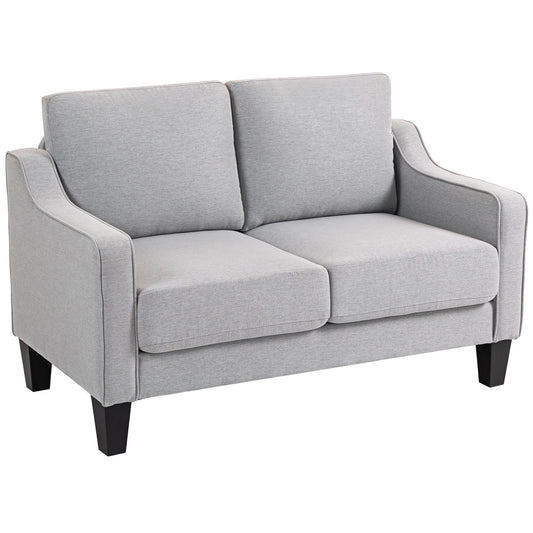 Linen Loveseat Sofa with Pocket Spring - Light Grey
