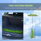6.6ft Arched Beach Umbrella, Angle Adjustable Patio Umbrella with Steel Frame, Carry Bag, UV30+ Outdoor Umbrella, Green