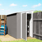 Outdoor Storage Shed Lean to Shed Outdoor Metal Tool Shed with Lockable Door and Air Vents, Dark Grey