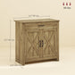 Farmhouse Sideboard Buffet Cabinet, Storage Cabinet with Barn Doors, Nature Wood