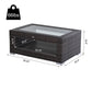 2-Tier Rattan Patio Coffee Table Wicker Patio Tea End Desk with Tempered Glass Top & Storage for Balcony, Backyard, Poolside