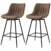 Counter Height PU Leather Bar Stools Set of 2 - Brown