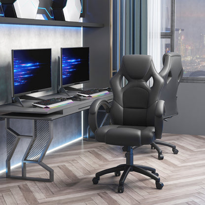 Racing Gaming Chair with Padded Headrest - Black