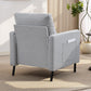 Accent Chair Modern Upholstered Armchair with Side Pockets and Cushion for Bedroom, Living Room, Light Grey