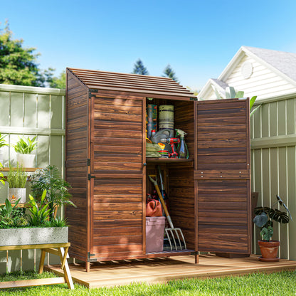 Wood Storage Cabinet with Double Doors and Shelves