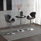 Modern Round Bar Table Adjustment Height Home Pub Bistro Desk Faux Leather Covered Wooden Top Chrome Base Black