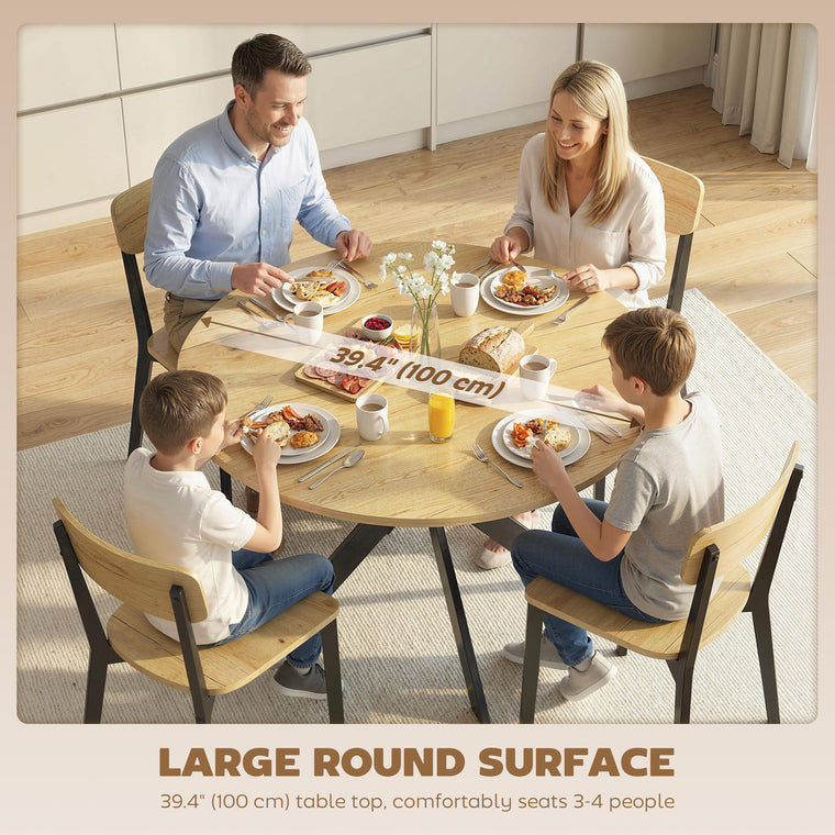 39" Round Dining Table with Steel Legs
