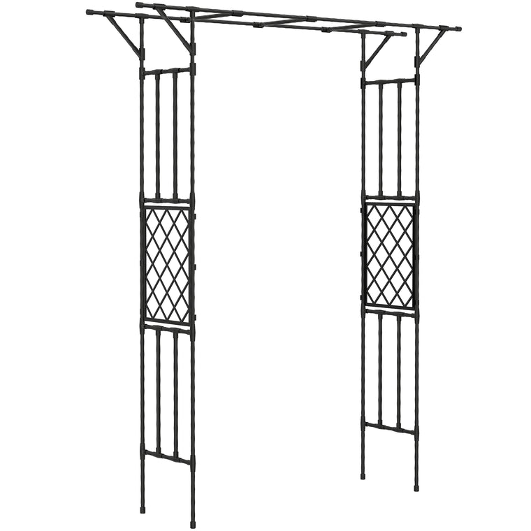 70.9" x 15.7" x 84.6" Black Steel Garden Arch Trellis