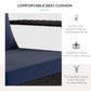 Patio Wicker Adirondack Chair, Outdoor Rattan Muskoka Chair with Cushions for Patio, Garden, Backyard Dark Blue