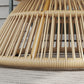Rattan Outdoor Coffee Table, Patio End Table with Tempered Glass Tabletop & Steel Frame, Wicker Furniture, Nature Wood
