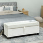 Storage Ottoman Bench, Foot Rest with Safety Hinges, 47 Inches Linen Storage Chest for Living Room, Cream White