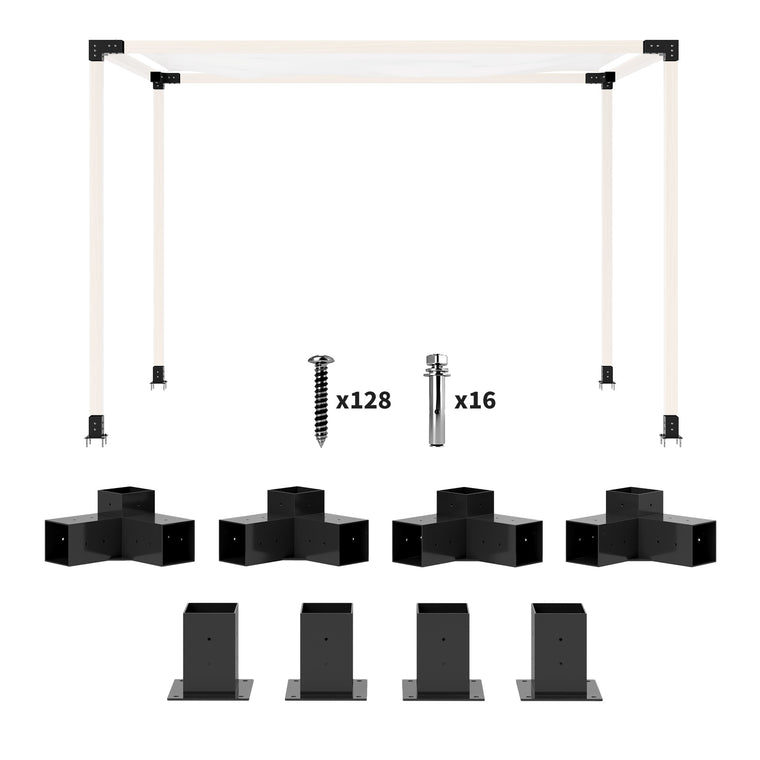 8-Piece Pergola Bracket Kit with 3-Way & 4-Way Corners