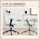 Criss Cross Chair with Flip-up Armrests, Wheels, Wide Office Chair with Adjustable Height, Tilting, Cream White