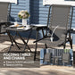 3 Pieces Patio Bistro Set, Outdoor Folding Table and Chairs Set, Metal Patio Furniture Set with Cup Holders