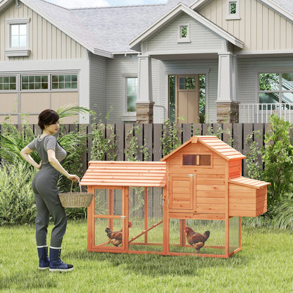 82" Deluxe Wooden Chicken Coop with Run & Nesting Box