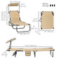 2 Piece Folding Outdoor Chaise Lounges, Pool Tanning Chairs with Reclining Back, Sunshade for Beach, Patio, Dark Grey