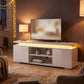 TV Stand for TVs up to 60 Inch, Modern Entertainment Center with LED Lights and Power Outlets, High Gloss White