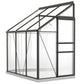 Aluminum Lean-to Greenhouse Polycarbonate Walk-in Greenhouse with Rain Gutter and Sliding Door, 6' x 4', Dark Grey