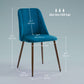 Upholstered Dining Chairs Set of 4, Velvet Accent Chair with Back and Wood-grain Steel Leg for Kitchen, Dark Blue