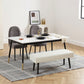 39" Upholstered Ottoman Bench, Corduroy Entryway Bedroom Bench with Padded Seat and Steel Legs for Bedroom, Cream White