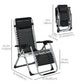 Folding Garden Chairs Set of 2, Reclining Zero Gravity Chair, Sun Lounger with Cushion and Headrest, Khaki