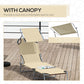 Outdoor Lounge Chair, Adjustable Folding Chaise Lounge, Tanning Chair with Sun Shade for Beach, Camping, Hiking, Backyard, Light Grey