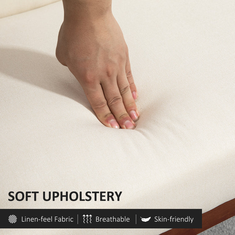 Compact Linen Loveseat with Wood Legs